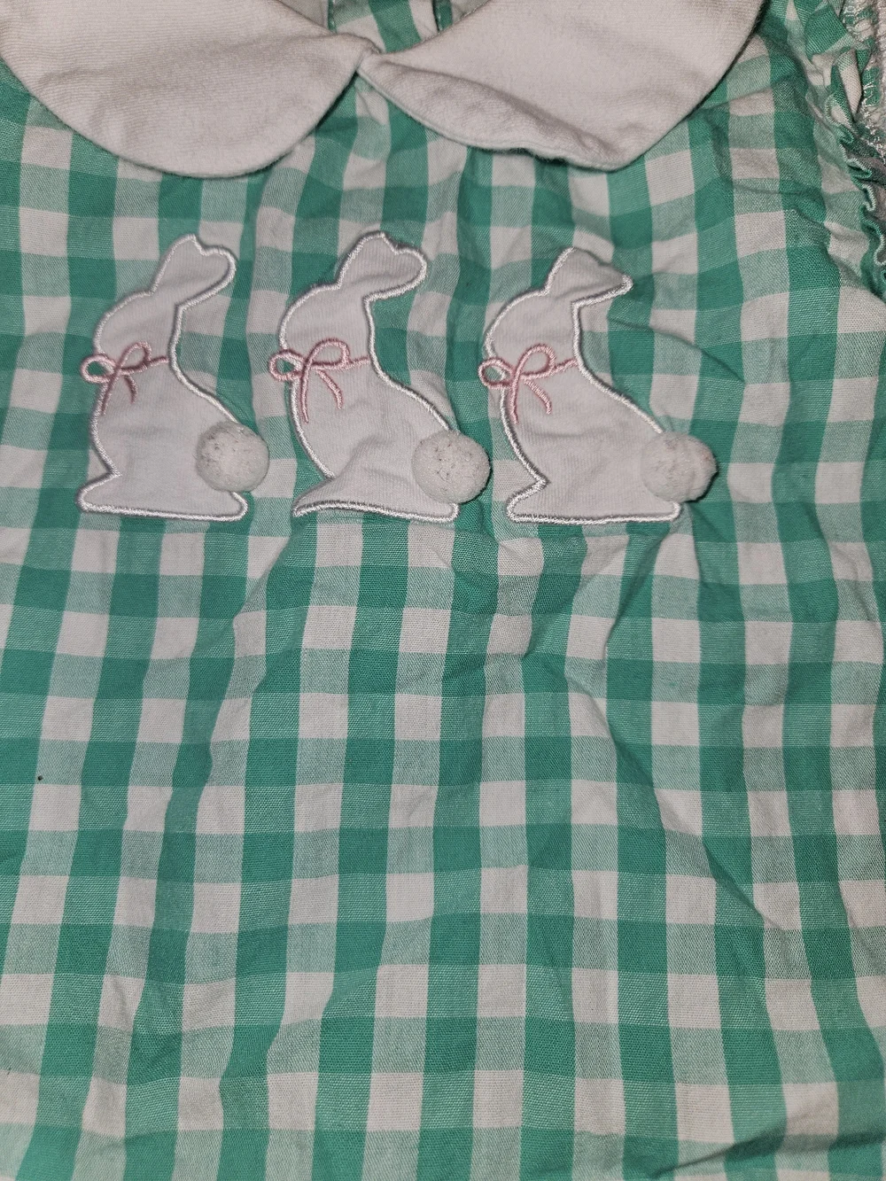 Green Gingham Bunny Two-Piece Diaper Cover Set